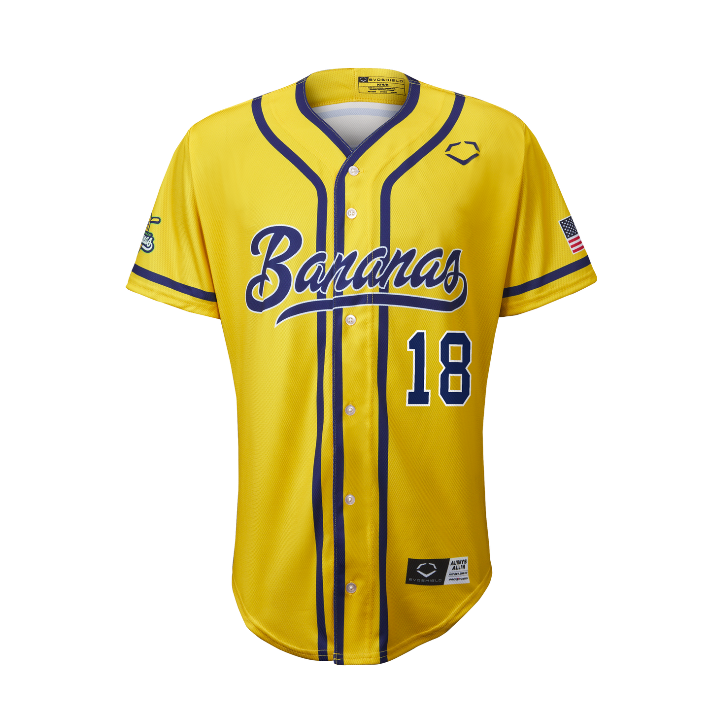 YOUTH Bananas Danny Hosley #18 EvoShield Jersey - Yellow