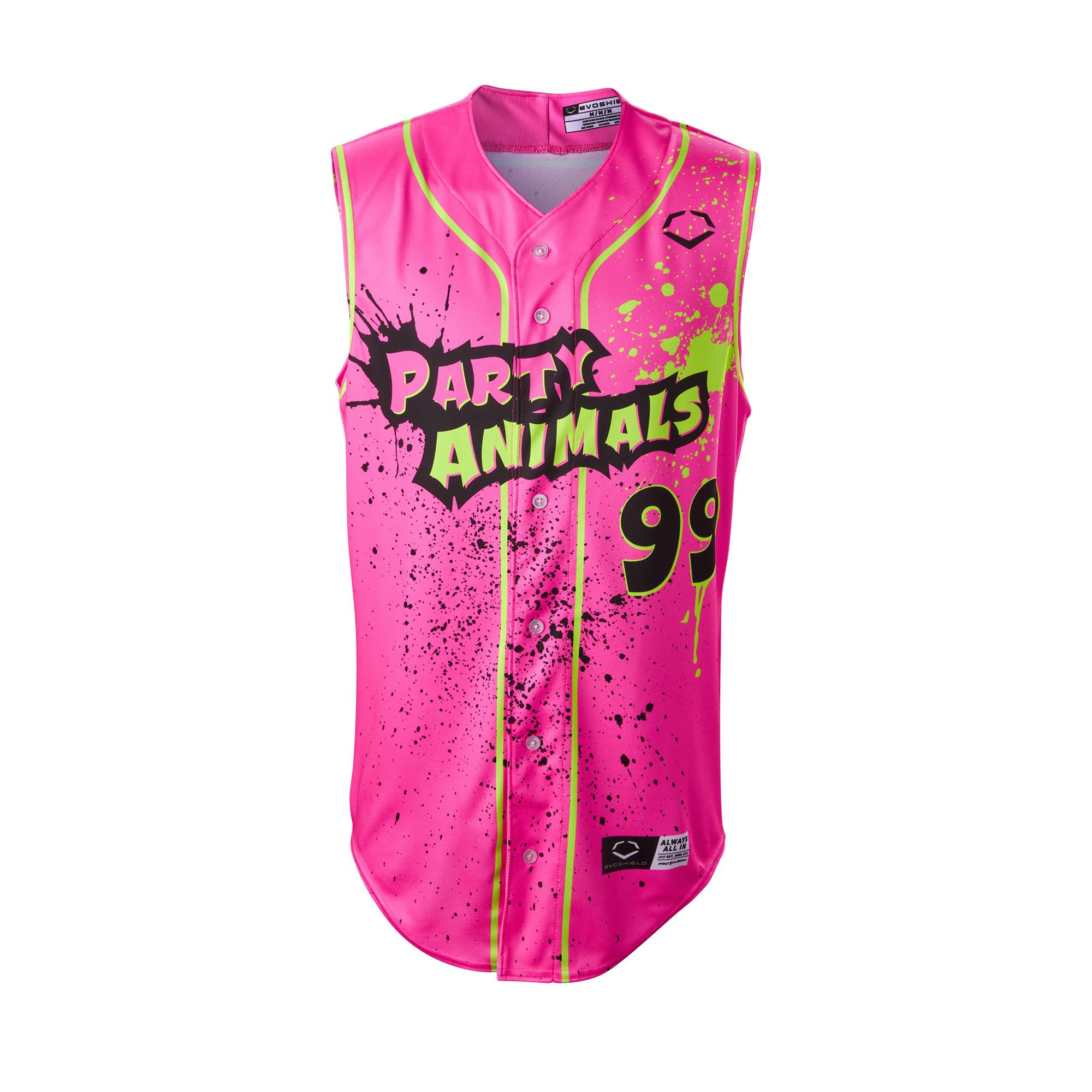 Party Animals EvoShield Sleeveless Jersey Pink Splatter Paint Party Animals EvoShield Sleeveless Jersey Pink Splatter Paint