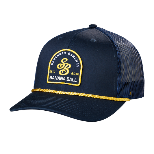 Bananas Evoshield Trucker Patch Logo Hat with Yellow Rope- Navy