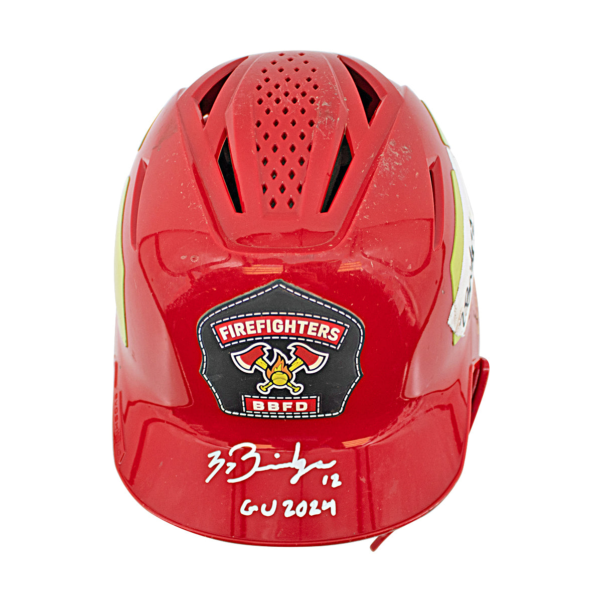 Zach Bridges Autographed and Inscribed 2024 Game Worn Firefighters Helmet - Rare!