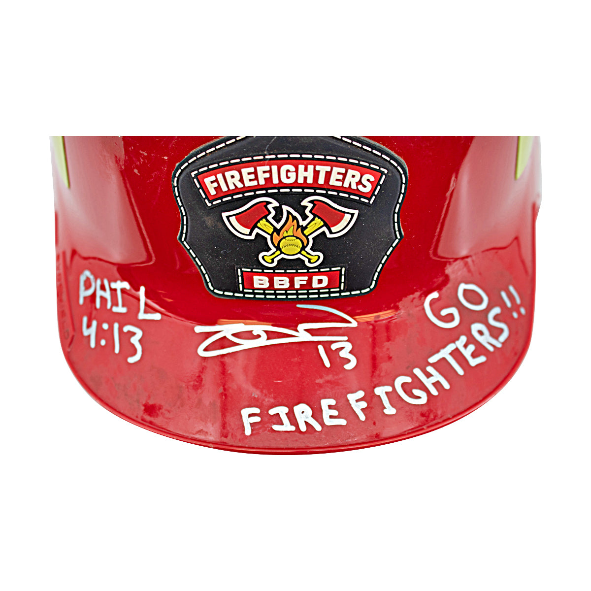 Zach Watson Autographed and Inscribed 2024 Game Worn Firefighters Helmet - Rare!