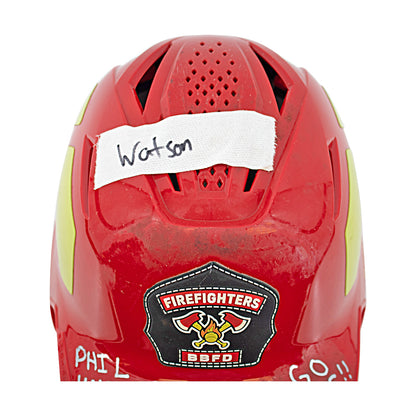 Zach Watson Autographed and Inscribed 2024 Game Worn Firefighters Helmet - Rare!