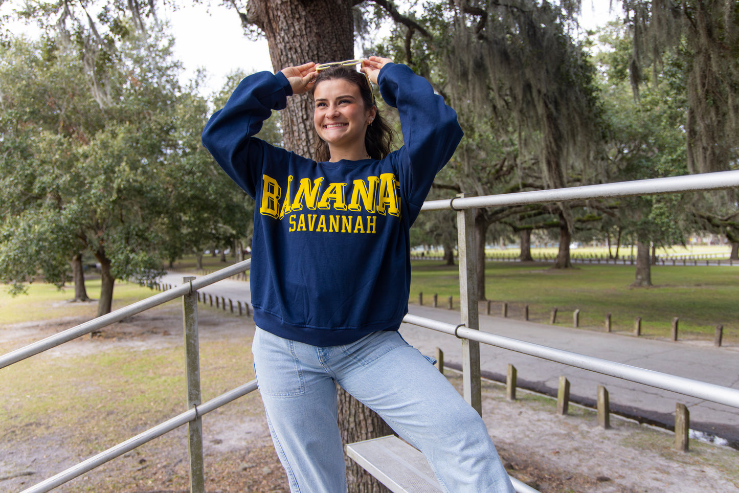 Women's Bananas Janise Oversized Crew - Navy