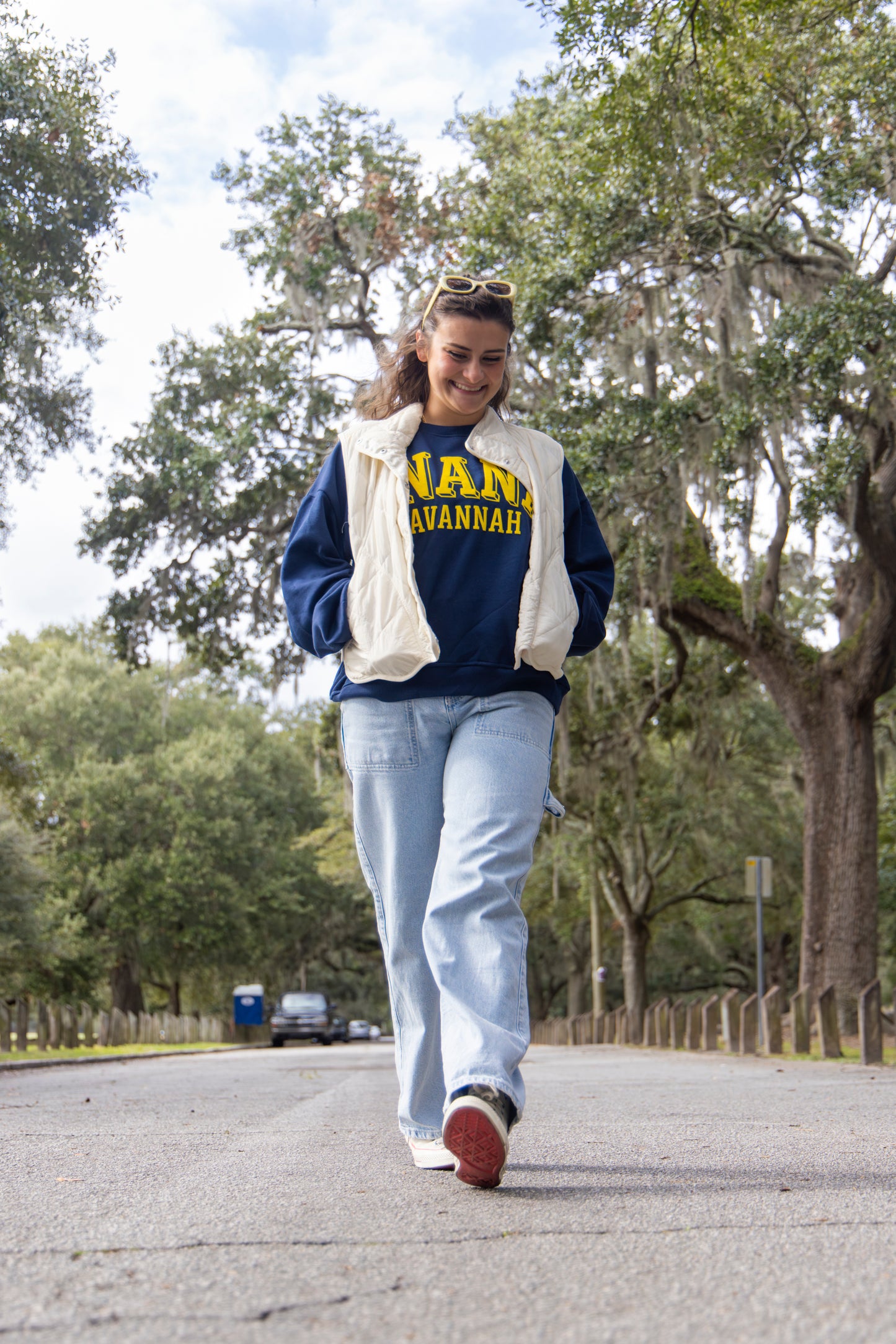 Women's Bananas Janise Oversized Crew - Navy