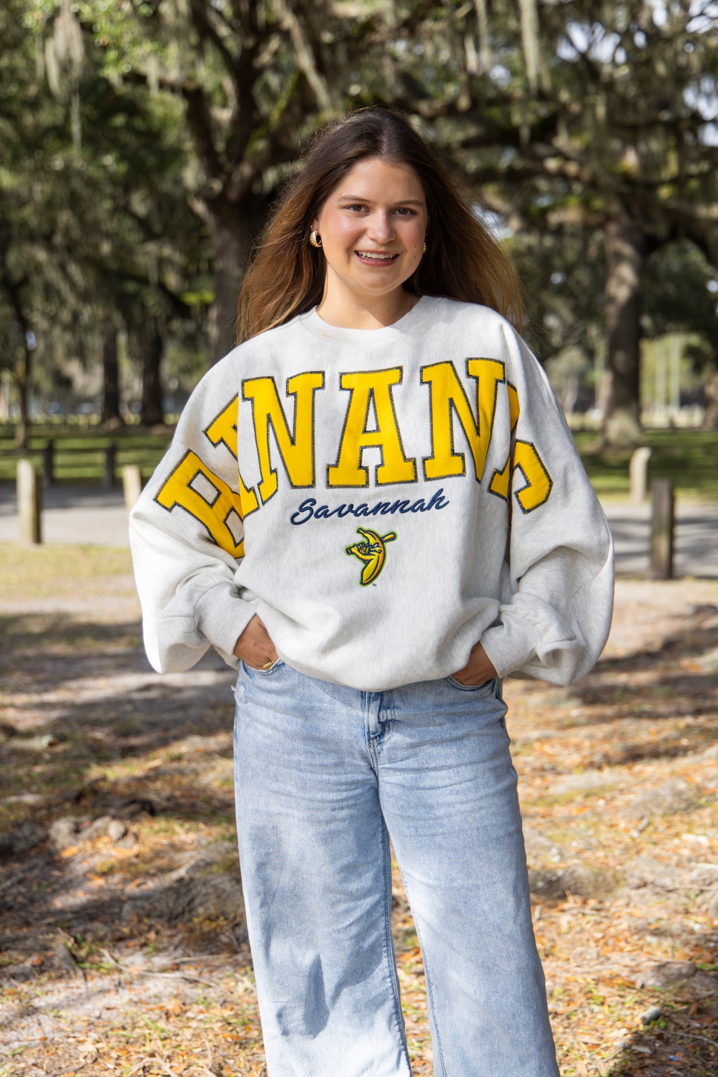 Women's Bananas Flannigan Oversized Crew - Ash