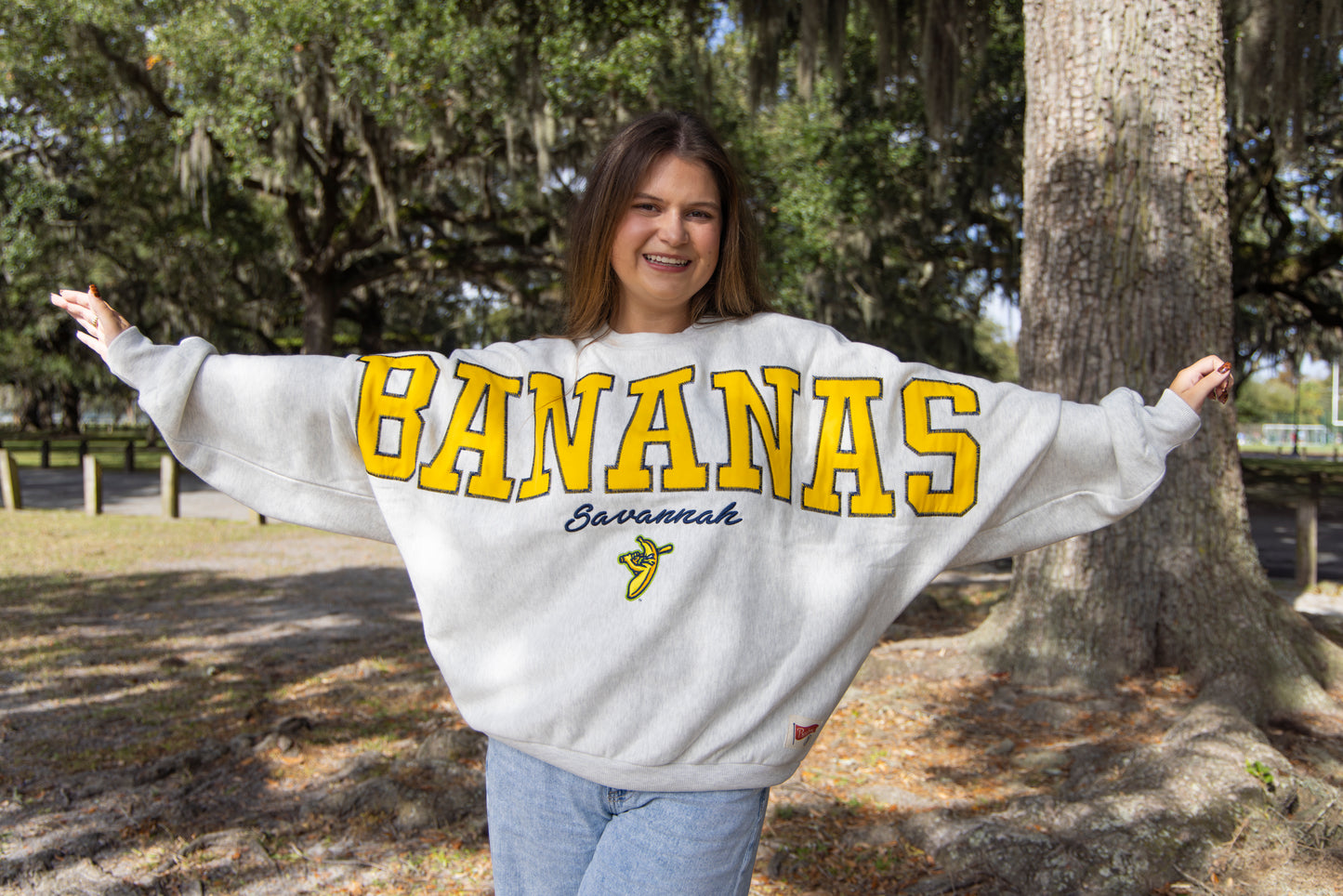 Women's Bananas Flannigan Oversized Crew - Ash