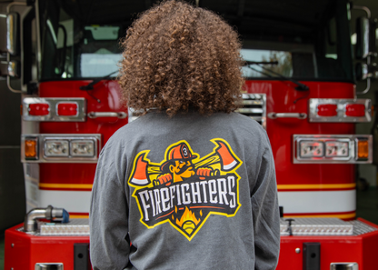 Firefighters Long Sleeve Comfort Colors Pocket Tee - Gray
