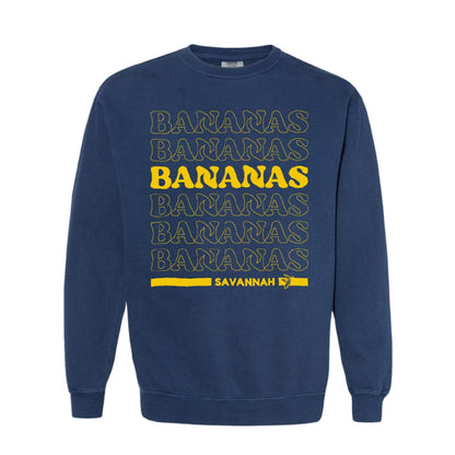 Bananas Long Sleeve Comfort Colors Repeating Crew - Navy