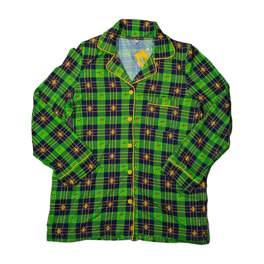 Bananas Long Sleeve Button Down Pajama Shirt - Green Tartan